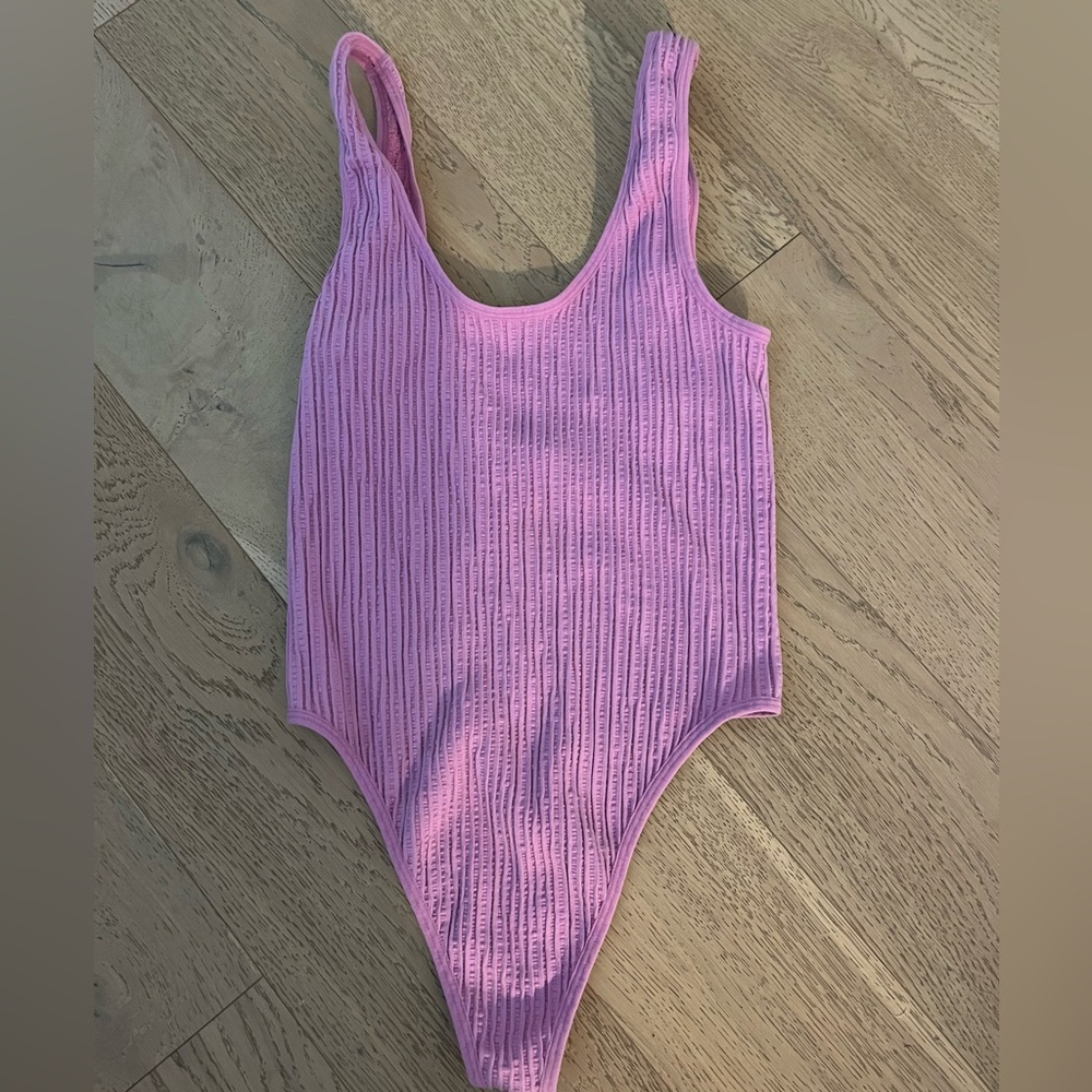 Pink Ribbed Bodysuit